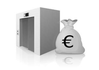 Aufzug mit Kosten- und Preissymbol