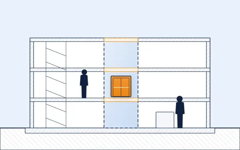 Aufzug im Altbau nachrüsten: neuer Schacht mit Deckendurchbrüchen in jedem Geschoss